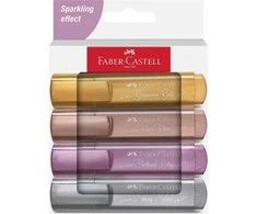 Teksto žymeklių rinkinys Faber-Castell 46, 4 spalvos, metalizuotos