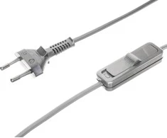 Laidas su elektros kištuku ir jungikliu Zamel 2x0.5mm2 190cm sidabro sp.