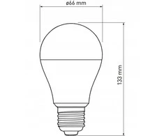 GTV LED lemputė , A65, 4000K, E27, 20W, 2400lm, AC180-250V/ 50-60Hz, RA>80, 200°, 164mA