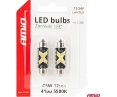 „Canbus Festoon C5W 12SMD LED“ lemputės 2016 m., 41 mm, baltos, 12 V, 24 V, amio-04238