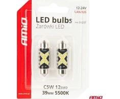 Żarówki led canbus festoon c5w 12smd 2016 39mm baltas 12v 24v amio-04237