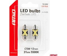 LED CANBUS lemputės Festoon C5W 12SMD 2016 31mm Baltas 12V 24V AMIO-04235