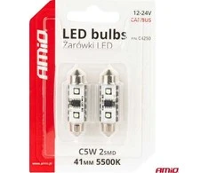 LED lemputės, Canbus, festoon, C5W, 2SMD, 3838, 41 mm, baltos, 12 V, 24 V, amio-04250