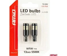LED lemputės Canbus T10 W5W 13SMD 3030 baltos 12V 24V amio-04259