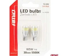 LED lemputės canbus t10 w5w 30smd 2016 baltas 12v 24v amio-04233