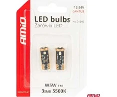 LED lemputės Canbus T10 W5W 3SMD 3838 baltos 12V 24V amio-04246