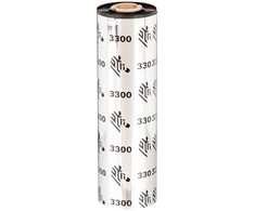 Zebra vaško / dervos juostelė, 110 mm x 74 m (4,33 colio x 242 pėdos), 3300; Standartinis, 12 mm (0,5 colio) šerdis, 12 vnt. / dėžutė