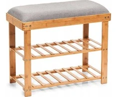 Zeller Bamboo Spintelė iš bambuko batams, sėdynė su lentynomis, medinė taburetė prieškambariui.