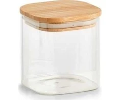 Zeller laikymo indas su bambukiniu dangteliu, kvadratinis, 800 ml, 10x10x11 cm
