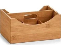 Zeller Bamboo Bambuko talpykla su rankena, tvarkyklė su skyreliais daiktams susidėti, estetiška dėžutė.