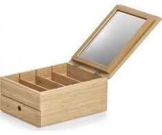 Bamboo Papuošalų dėžutė su veidrodžiu ir stalčiumi, bambukas, ZELLER