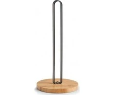 Zeller Stojak na papier kuchenny, bambus / metal, juoda, 15x31,5 cm