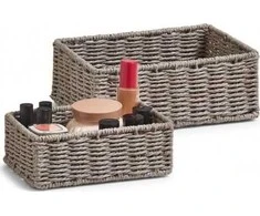 Storage basket, pilkas - 2 pieces in set, ZELLER