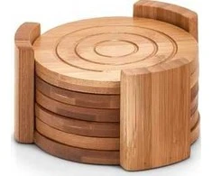 Bamboo Stiklinis stovas, padėklas, 100% bambukas - komplekte 7 elementai, ZELLER