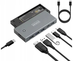 Zenwire USB ŠAKOTUVAS 2B29A ŠAKOTUVO DĖŽUTĖS KORPUSAS SSD M2 NVME PCIe SATA NGFF USB-C 3.2 HDMI 2.0 ADAPTERIS M.2 10GBps MAITINIMO TIEKIMAS 100W 2B29A MC501