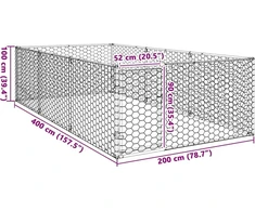 Lauko šunų voljeras su durelėmis, 2x4x1m, cinkuotas plienas