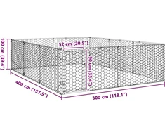 Lauko šunų voljeras su durelėmis, 3x4x1 m, cinkuotas plienas