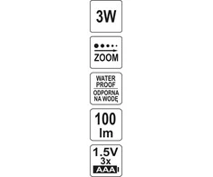 YATO LED PRIEKINIS LEMPAS 3W 100LM CREE ZOOM