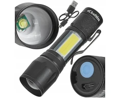Žibintuvėlis KELTIN Žibintuvėlis mini – taktyczna LED COB 10W 500mAh 500lm IPX5 – kartonik wystawowy (12/96)