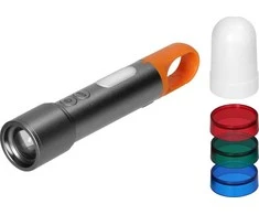Orno Žibintuvėlis, LED žibintuvėlis SMD 10W + COB 2W, 350lm, 1200 mAh, priartinimo funkcija, spalvoti dangteliai