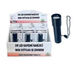 Žibintuvėlis Solight Konnoc S-159 3 W LED mini metalinis, įkraunama USB žibintuvėlė su priartinimu (422035,11)