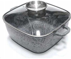 Kvadratinis puodas su dangteliu 5,5L 26cm indukcinių dujų nelimpantis pilkas ZILNER