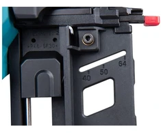 Needs translation into Lithuanian. The input is a Polish product title. Let me translate it according to the rules. "Zszywacz Makita DBN601Z Akumulatorinis zszywacz stauchkopfnagler 64 mm 18V" Breaking down: - "Zszywacz" = segiklis (stapler) - "Makita" - brand name, keep - "DBN601Z" - modelis code, keep - "Akumulatorinis" = akumuliatorinis (battery-powered) - already Lithuanian-looking, but it's "Akumulatorinis" - this looks like Lithuanian already? Actually "Akumulatorinis" is Lithuanian for "battery-powered". "Akumuliatorinis" is Polish. So this word is already in Lithuanian. - "zszywacz" - Polish for "segiklis" (stapler) - "stauchkopfnagler" - this is a German term "Stauchkopfnagler" meaning "nailer with clipped head" - in Polish context they mean a type of nailer. In Lithuanian, it should be translated. Let me think - "stauchkopfnagler" refers to a "nagler" (nagleris) with "stauchkopf" (clipped head/ornamental head?) Actually, "Stauchkopf" in German refers to a "flat head" or "coun