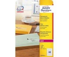 Skaidrios lipnios etiketės Avery Zweckform, A4, 45,7x25,4mm, 40 etikečių lape, 25 lapai