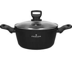 ZWIEGER FORTE PUODAS 4,5 L SU DANGIU 24 CM Juodas INDUKCINIS ALUMINIUMAS