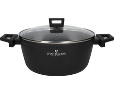 ZWIEGER FORTE PUODAS 4,5 L SU DANGIU 24 CM Juodas INDUKCINIS ALUMINIUMAS