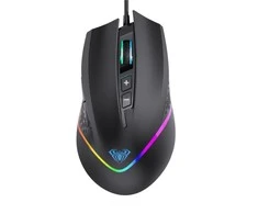 Aula F805 Multi-krāsu apgaismojuma Vada Spēļu Optiskā pele 7 pogas 800-6400dpi 4000FPS 32ips Melna