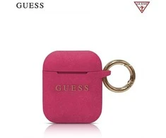 Guess GUACCSILGLFU AirPods dėklas fuchsia silikoninis Glitter