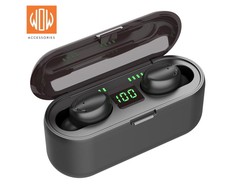 Platinet „WoW F9“ sporto ir pramogų „Super-Fit TWS Bluetooth 5.1“ stereo ausinės su HD mikrofonu, LED įkrovimu, USB įkrovikliu, juodos