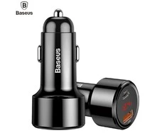 Dėklas Baseus Magic USB + USB-C QC 4.0 PD 45W automobilinis įkroviklis - juodas