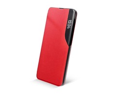 iLike Blun Smart View Premium matinis ekologinės odos magnetinis fiksavimo knygos dėklas su stovu Samsung Galaxy A22 5G (A226B) Raudonas