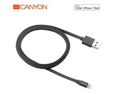 CANYON kabelis MFI-2 Lightning 12W 1m Dark Pilkas