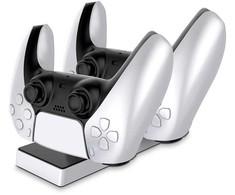 CP GameBox PS5 Divu ligzdu Lādētājs Dokstacija priekš Play Station 5 Pultīm ar USB-C &amp; LED gaismu Melna