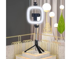 CP X1 LED 16cm Uzlādējama Selfie Lampa ar BT Pulti &amp; Rokturi + Grīdas statīvu 20-90cm + Telefona stiprinājums