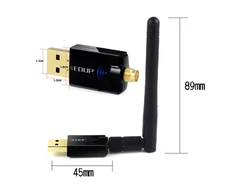 Edup EP-AC1607 USB 2.0 WiFi dviejų juostų 2,4/5,8 GHz belaidis adapteris 600 Mbps su išorine antena Juoda