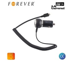 Forever 1A kompaktiško dizaino automobilinis įkroviklis Micro USB (universalus) 1,2 m laidas Euro CE (ES lizdinė plokštelė)