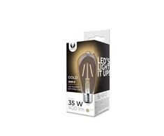Plastrol LED lemputė Filament E27 ST64 4W 230V 2200K 400lm COG auksinis Forever Light