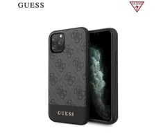 Guess GUHCN61G4GLGR 4G Stripe kieto galinio dangtelio dėklas, skirtas Apple iPhone 11, juodas