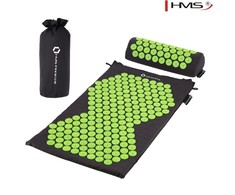 Masažinio akupresūros kilimėlio ir pagalvėlės rinkinys HMS Premium AKM03, juodas