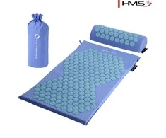 Masažinio akupresūros kilimėlio ir pagalvėlės rinkinys HMS Premium AKM03, mėlynas