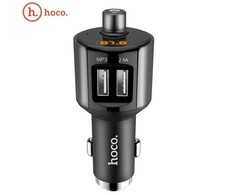Gsm City Automobilinis įkroviklis + FM siųstuvas Hoco E19 Smart vehicle (bluetooth, 2.4A) pilkas