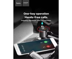 Gsm City Automobilinis įkroviklis + FM siųstuvas Hoco E19 Smart vehicle (bluetooth, 2.4A) pilkas