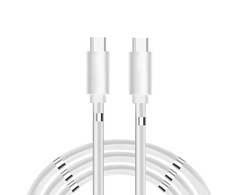 Oho Wow USB-C uz USB-C PD 60W 3A Super Ātras Uzlādes 1m Kabelis ar iebūvētu magnētisku kabeļa organizātoru Balta