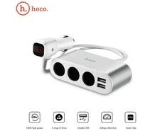 Automobilinis įkroviklis-šakotuvas Hoco Z13 su 2 USB jungtimi ir trimis jungtimis