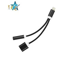HQ Adapteris Lightning to 3.5mm Audio Ausinės Jasck Adapteris + Type-C Female Charger Plug (OEM) Juodas