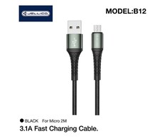 Įkroviklio laidas,Jellico B12 nailoninis pintas universalus mikro USB prie USB duomenų ir greitas 3.1A , 2 m juodas